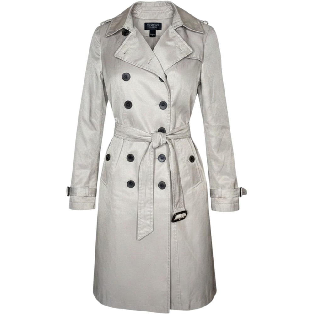 Victorias Secret Women Size 2 Beige Double Breasted Belted Trench Coat Outerwear